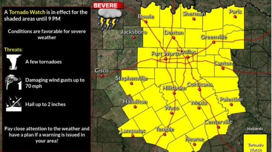 Tornado watch issued in Dallas-Fort Worth, TX storms Friday | Fort Worth Star-Telegram